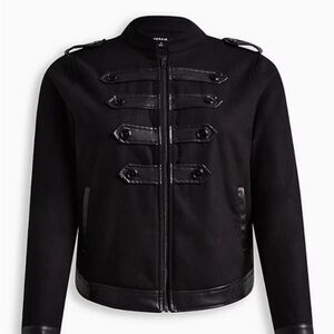 Torrid Banded Moto Jacket Deep Black Wool Blend Faux Leather 2X 18/20 Winter